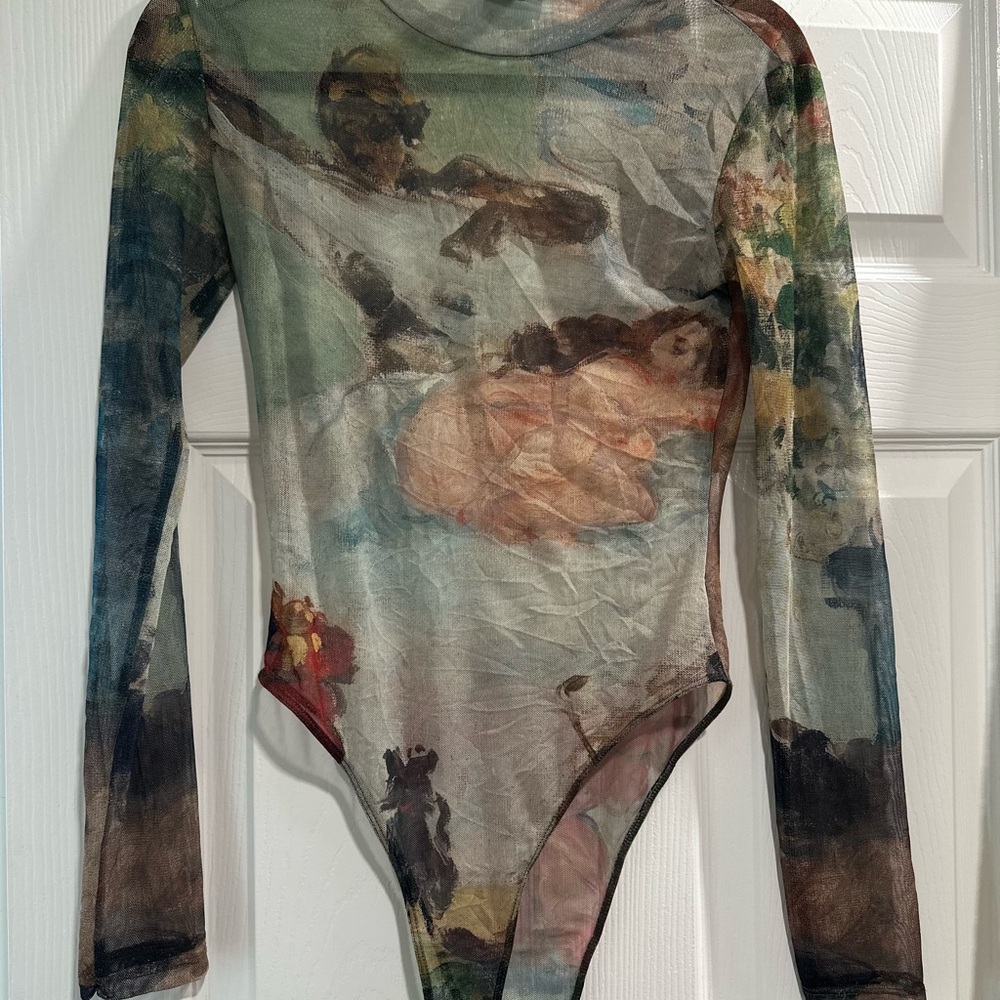 Zara Multicolor Artistic Mesh Top